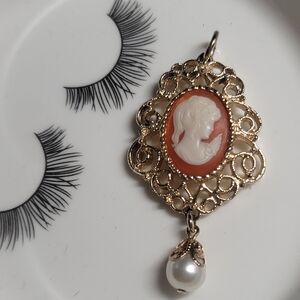 Sarah Coventry Cameo Filligree Pendant with Pearl Vintage